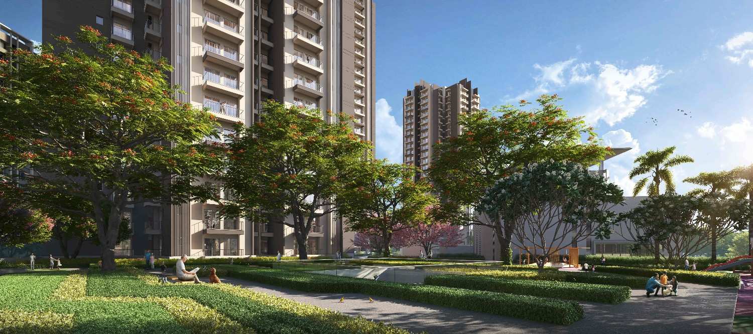 Landscaped gardens and central green