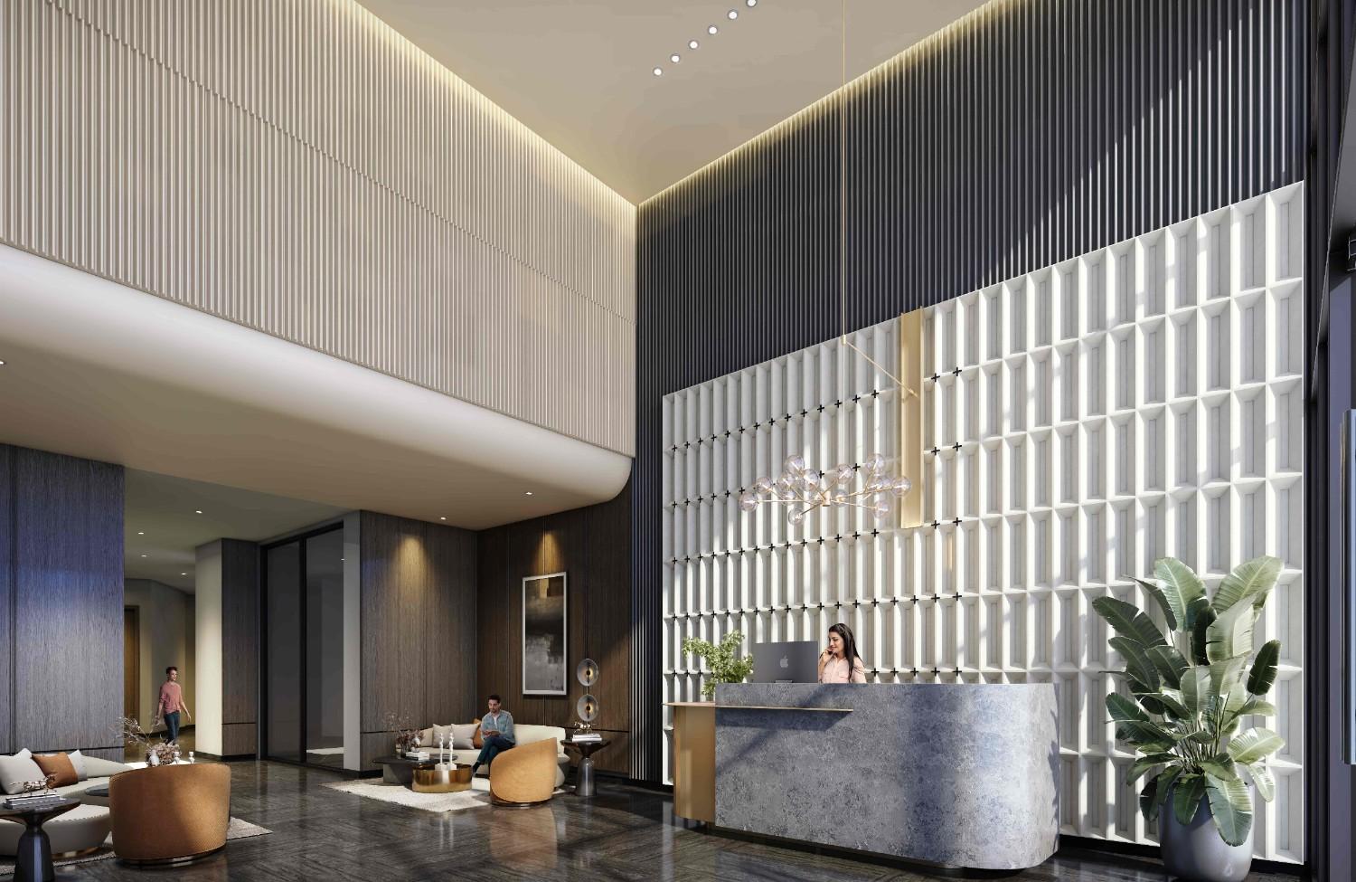 Manned entrance lobby with controlled access