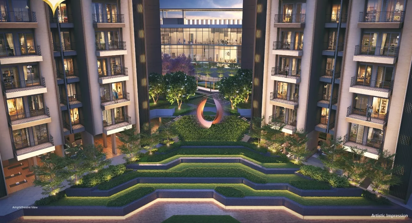 Amphitheatre and landscaped courtyard