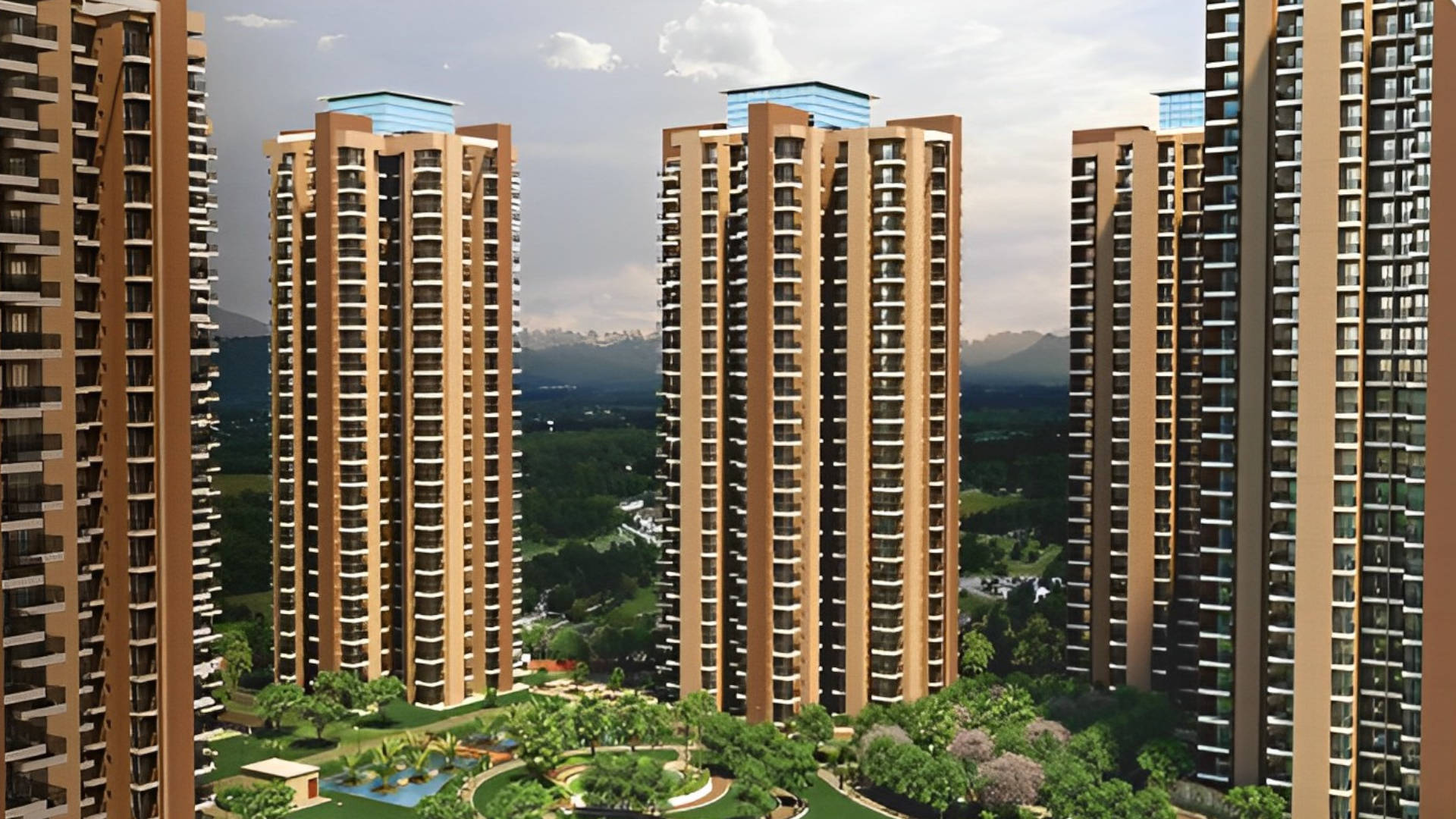 Towers and central green